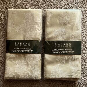 Lauren Ralph Lauren Set of 8 Oak Leaf Oatmeal Cloth Napkins NWT